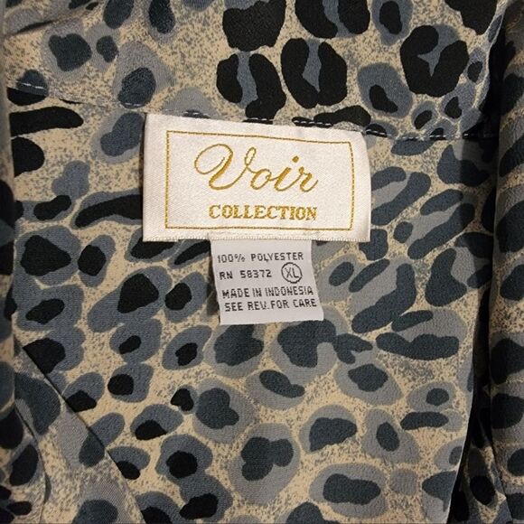 VINTAGE Voir Collection 90s Animal Print Blouse Size XL - Picture 4 of 9